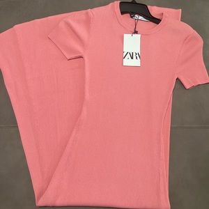 Zara Pink Knit Maxi Dress